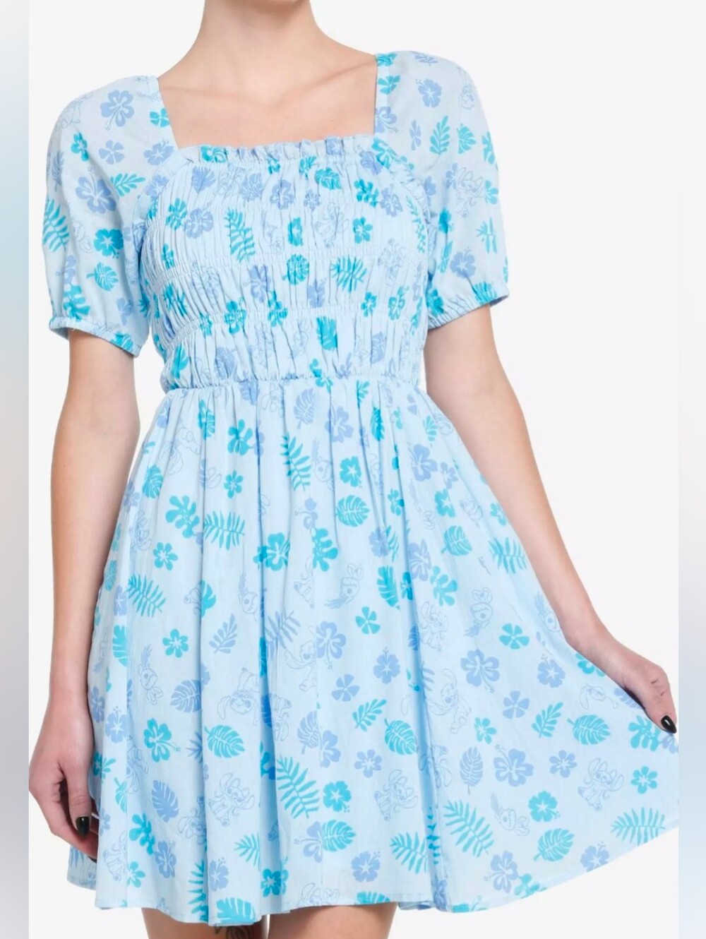 Disney Stitch Floral Smocked Dress